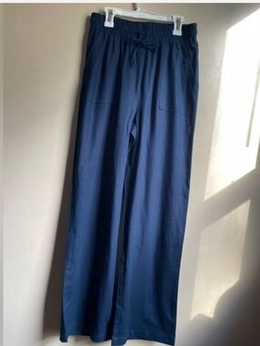 Mia & Tess Navy Women's Drawstring Pull On Wide Leg Pants Size Small